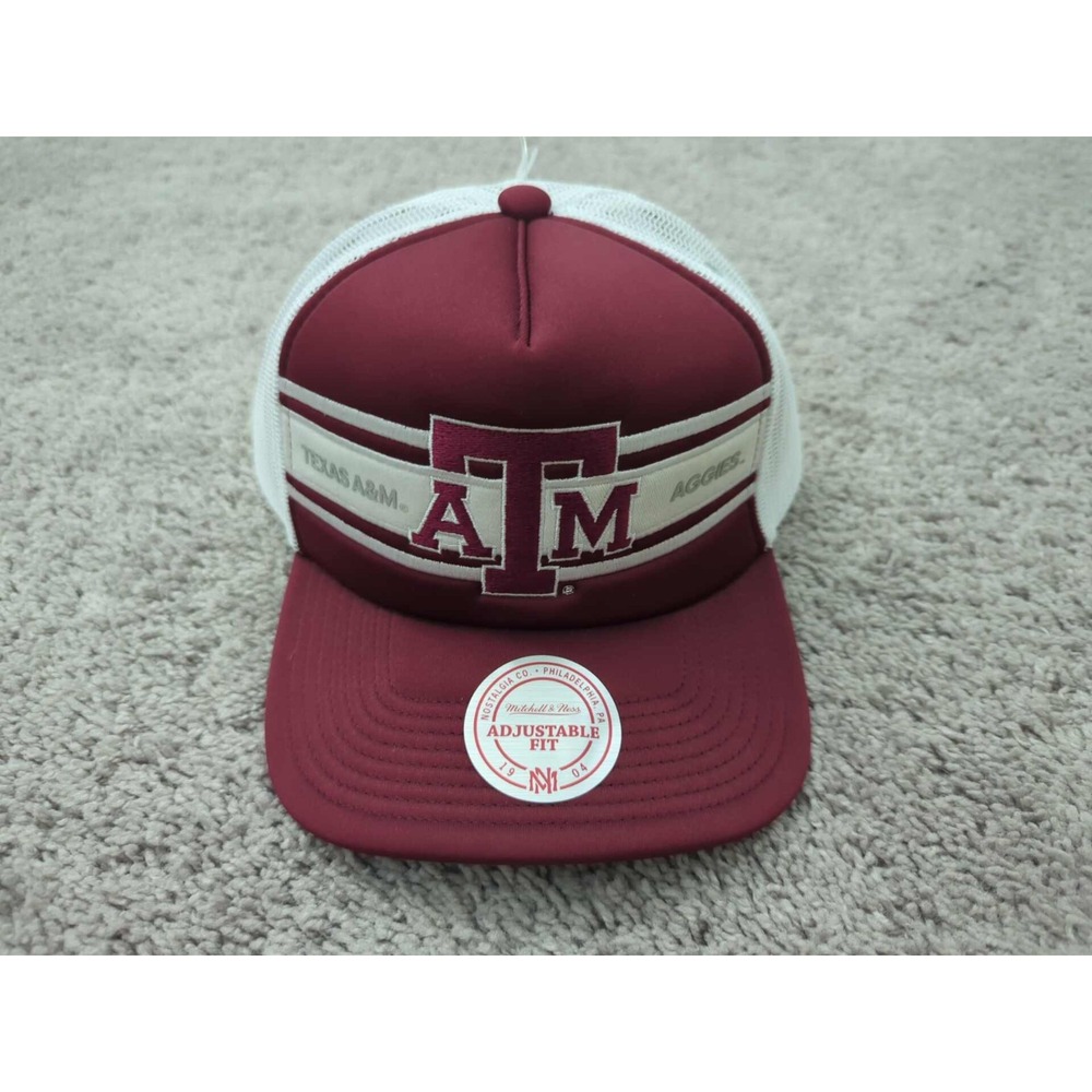 Texas A&M Aggies Hat Cap Mens OSFA NCAA Sideline‎ Trucker Mitchell&Ness NEW